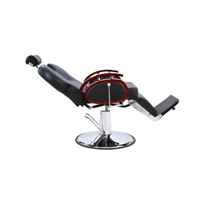 HZ8705B صندلی سلمانی تکیه‌دار هیدرولیک مشکی با نرده چوبی