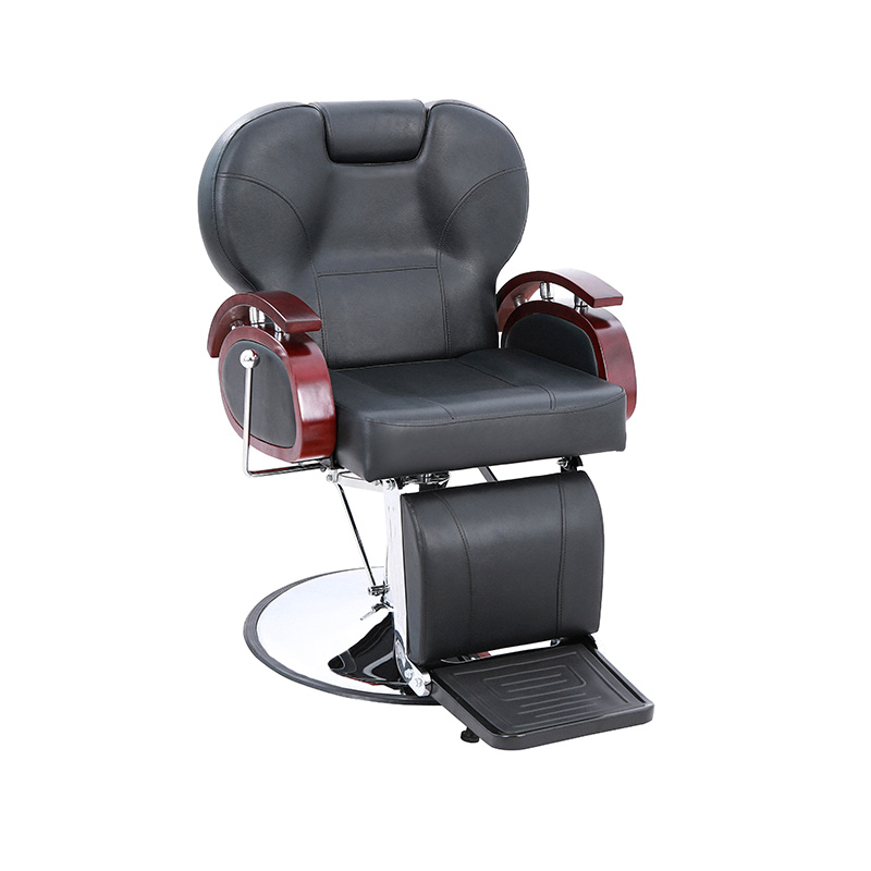 HZ8705B صندلی سلمانی تکیه‌دار هیدرولیک مشکی با نرده چوبی